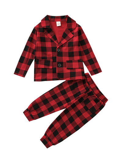 Φθινοπωρινά ρούχα για μωρά για βρέφη καρό μονόστορο μπλουζάκι και παντελόνι Jogger Ανοιξιάτικες φόρμες για μωρά