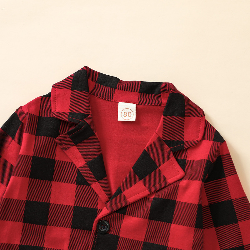 Φθινοπωρινά ρούχα για μωρά για βρέφη καρό μονόστορο μπλουζάκι και παντελόνι Jogger Ανοιξιάτικες φόρμες για μωρά