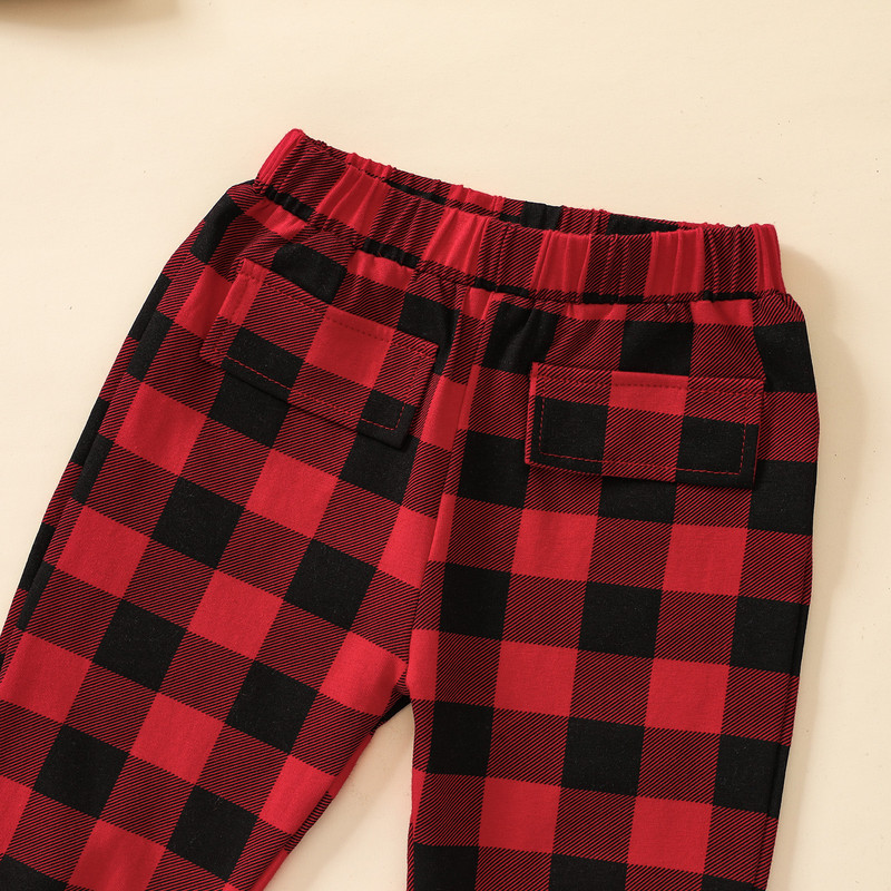 Φθινοπωρινά ρούχα για μωρά για βρέφη καρό μονόστορο μπλουζάκι και παντελόνι Jogger Ανοιξιάτικες φόρμες για μωρά