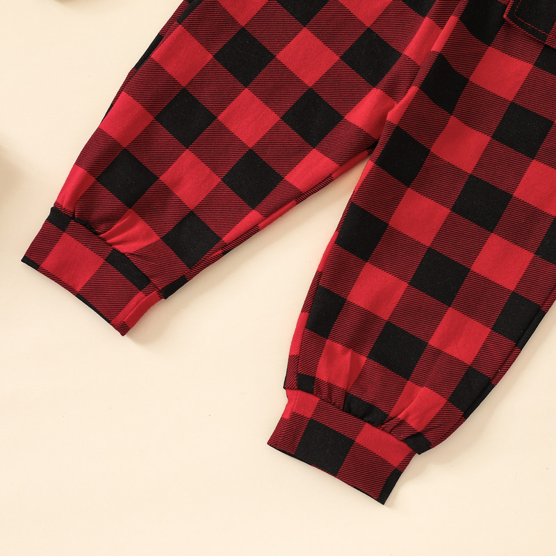 Φθινοπωρινά ρούχα για μωρά για βρέφη καρό μονόστορο μπλουζάκι και παντελόνι Jogger Ανοιξιάτικες φόρμες για μωρά