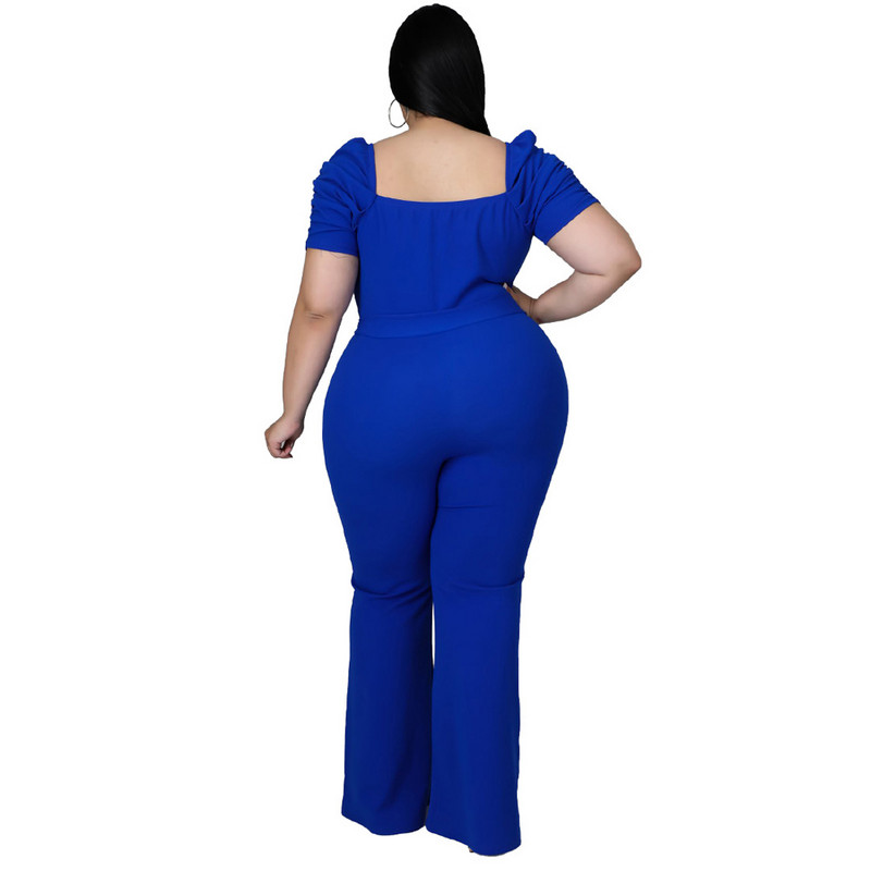 FS 2022 V kaelaga, lootose varrukatega, kõrge vöökohaga, suurema suurusega kombinesooni laia säärega püksid, naiste suured komplektid, vöö kevadsuvi