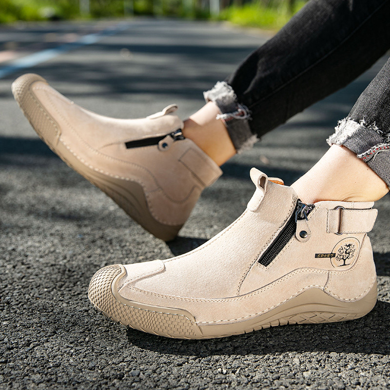 Νέες φθινοπωρινές χειμερινές ανδρικές μπότες μόδας μάρκας Μπότες εξωτερικού χώρου Γνήσιο δέρμα ανδρικές μπότες αστραγάλου Βολικό φερμουάρ Ανδρικά παπούτσια casual