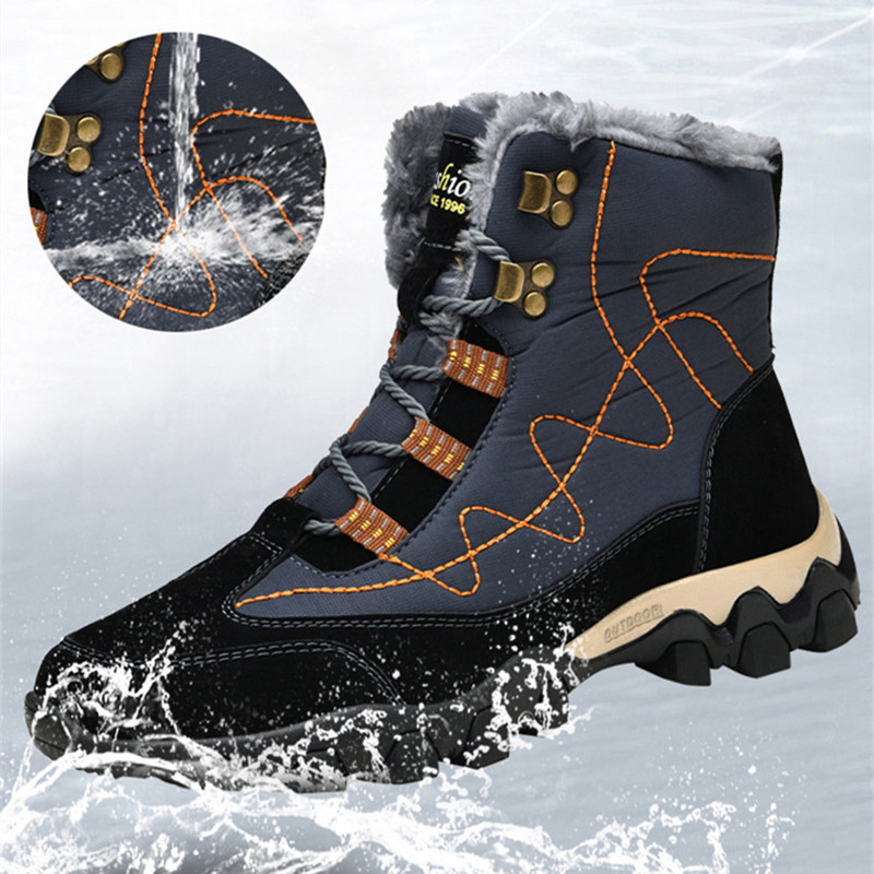 Cizme de iarnă pentru bărbați Cizme de zăpadă super calde pentru bărbați Cizme de drumeție de înaltă calitate din piele impermeabilă Cizme pentru bărbați cu vârf înalt Tenisi de exterior mărimea 47