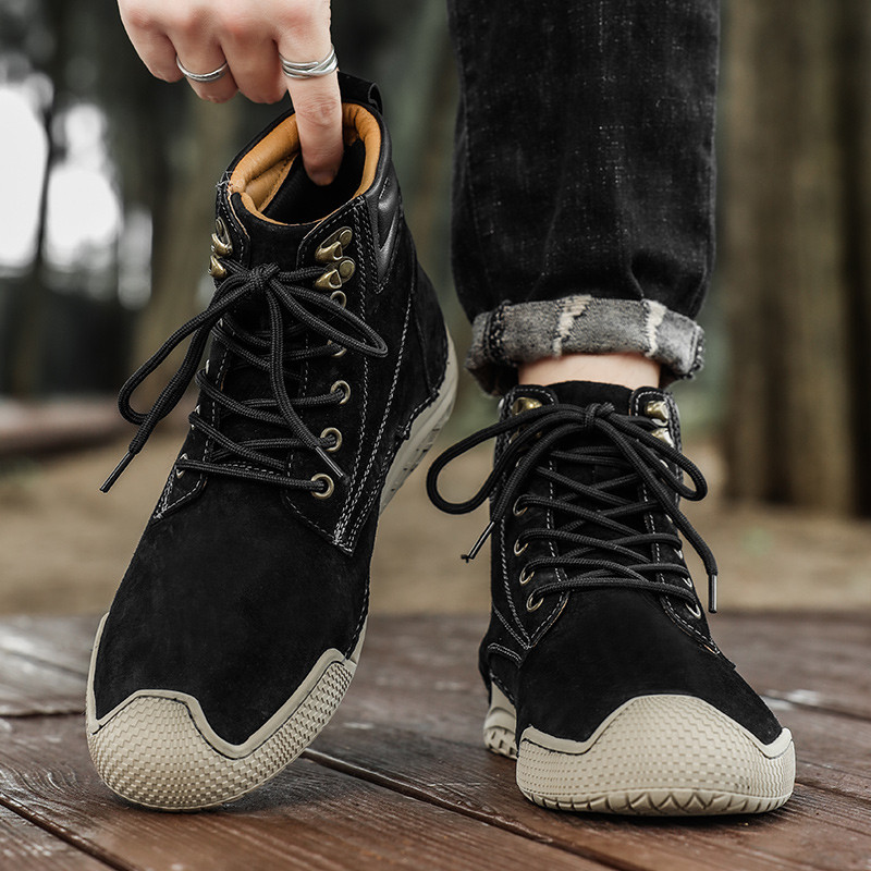 Brand High help Ανδρικές μπότες Γνήσιο δέρμα Ανδρικές μπότες εργασίας Μπότες εργασίας Χειροποίητες ανδρικές μπότες μοτοσικλέτας εξωτερικού χώρου Μπότες σχεδιαστών