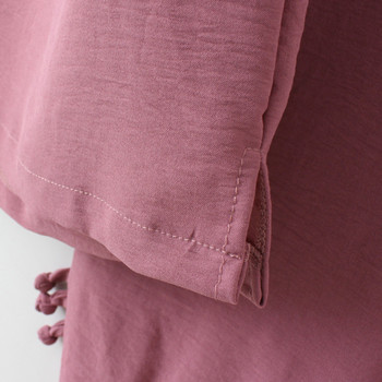 Дамски комплекти с големи размери 2023 г. Летни китайски копчета Тениска от ледена коприна Свободни изрязани панталони Извити дрехи с големи извивки от две части