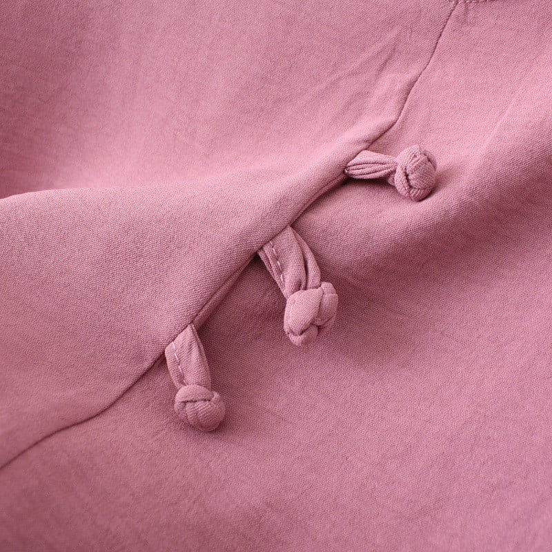 Γυναικεία σετ 2023 Καλοκαίρι με Κινέζικα κουμπιά Ice μεταξωτό μπλουζάκι Φαρδύ κομμένο παντελόνι Δύο τεμαχίων Υπερμεγέθη καμπύλα ρούχα