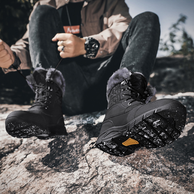Cizme de iarnă clasice pentru bărbați, de pluș groase, calde, pentru bărbați, pentru zăpadă, impermeabile, în aer liber, romani, pentru bărbați, cizme de lucru pentru bărbați.