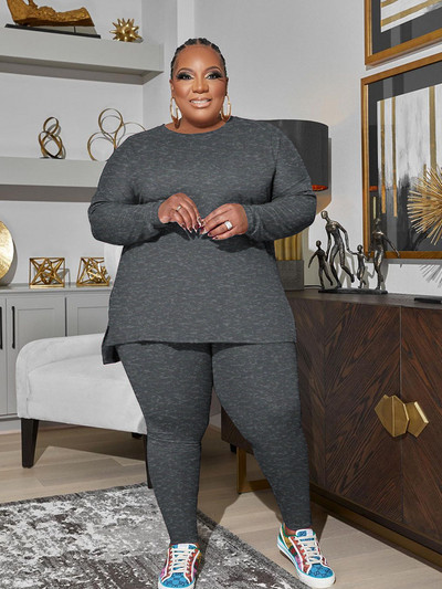 Wmstar Plus Size Kaheosalised rõivad Naiste libisemiskindlad ülaosaga retuusid Pükste komplektid Spordidressi Sobiv ülikond Hulgimüük Dropshipping