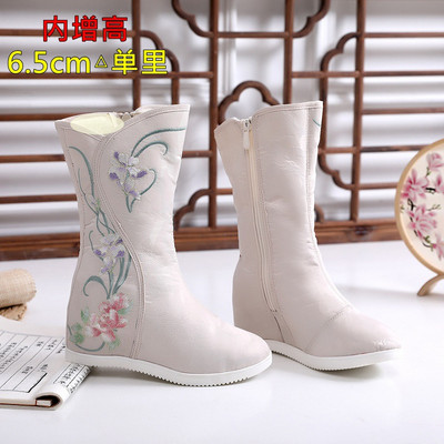 Etnilised tikitud naiste saapad Hanfu kingad Talvised kõrged naiste saapad soojad pojeng lilledega tikitud kingad Naiste riidest kingad