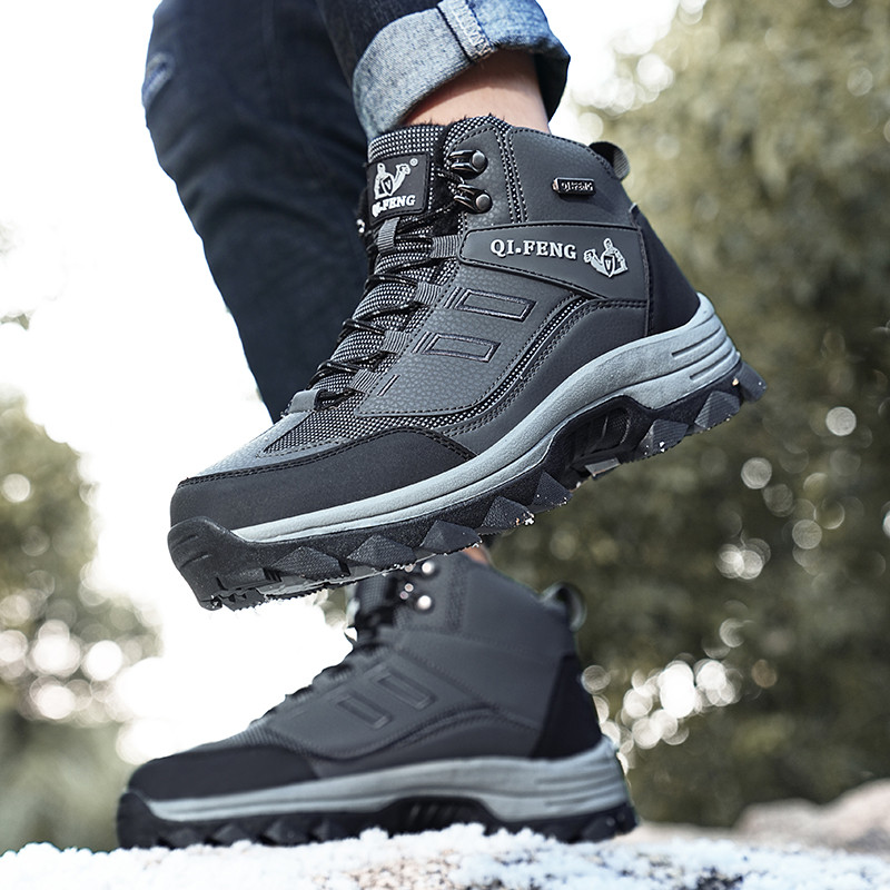 Férfi Vízálló Bokacsizma Téli Meleg plüss Hócsizmák Férfi Outdoor Cipők Munkacsizmák Férfi Gumi Téli Férfi Csizmák Nagy méret