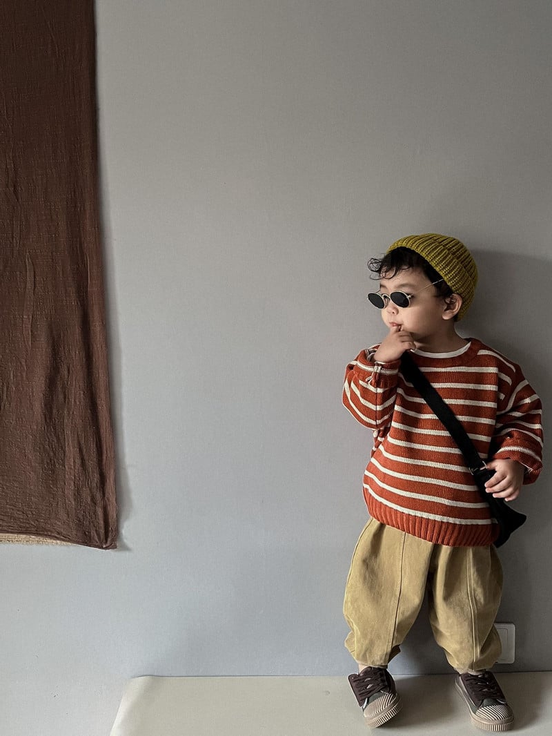 Ανοιξιάτικο φθινόπωρο Παιδικό πουλόβερ για αγόρια και κορίτσια Πλεκτό πουλόβερ ρίγα ρετρό πουλόβερ με στρογγυλή λαιμόκοψη Χαλαρό πουλόβερ Baby boy πουλόβερ