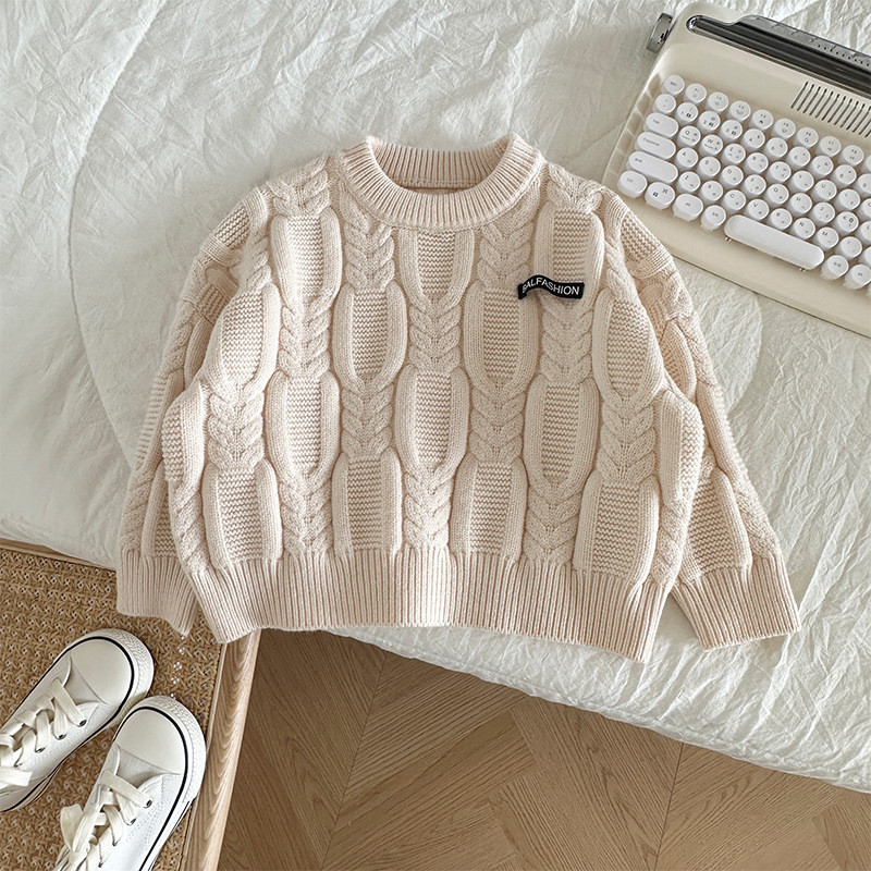 Παιδικό πουλόβερ 2023 Άνοιξη φθινόπωρο Νέο μοντέρνο κορεάτικο στυλ μονόχρωμο Πουλόβερ ρετρό πλεκτά για αγόρια και κορίτσια