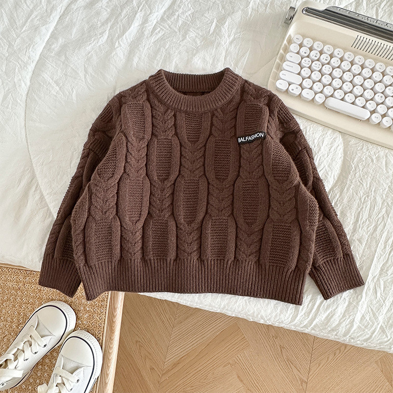 Παιδικό πουλόβερ 2023 Άνοιξη φθινόπωρο Νέο μοντέρνο κορεάτικο στυλ μονόχρωμο Πουλόβερ ρετρό πλεκτά για αγόρια και κορίτσια