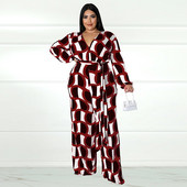 Dámske oblečenie Plus Size 2022, jeseň, nové, s dlhým rukávom a potlačou, módny ležérny dámsky overal, veľkosť XL-5XL, nadrozmerné