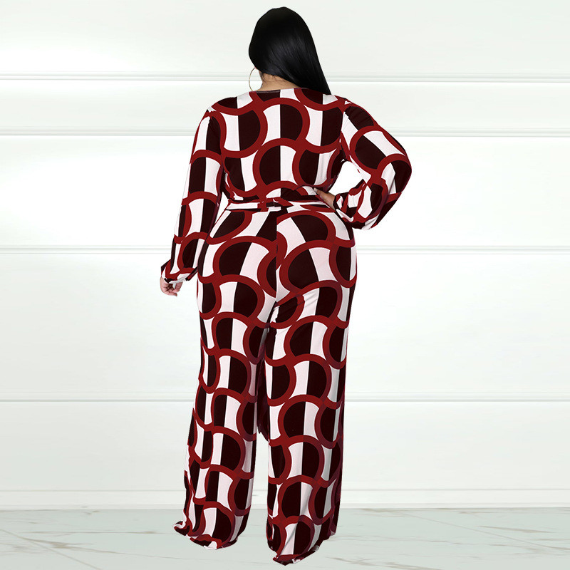 Dámske oblečenie Plus Size 2022, jeseň, nové, s dlhým rukávom a potlačou, módny ležérny dámsky overal, veľkosť XL-5XL, nadrozmerné