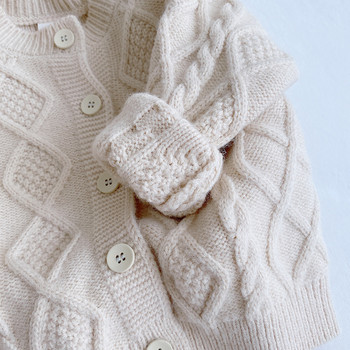 Детски пуловери с жилетка Есен Зима Бебешки момчета Момичета Пълен ръкав Пълен плетен памучен пуловер Прохождащи деца Палто