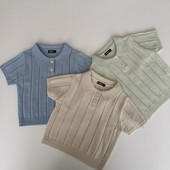 Καλοκαιρινό Παιδικό Πλεκτό Μπλουζάκι για Κορίτσια Αγόρια Βρεφικά Κοντομάνικα Παιδικά Ρούχα