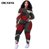 CM.YAYA naiste suures spordidressi kamuflaažipükste komplekt T-särgid + pliiatspüksid, kaks 2-osalist komplekti.