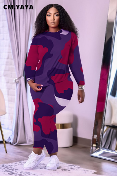 CM.YAYA naiste suures spordidressi kamuflaažipükste komplekt T-särgid + pliiatspüksid, kaks 2-osalist komplekti.
