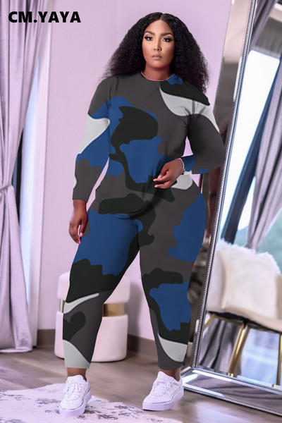 CM.YAYA naiste suures spordidressi kamuflaažipükste komplekt T-särgid + pliiatspüksid, kaks 2-osalist komplekti.