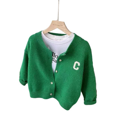 Pulover tricotat de toamnă pentru copii mici, băieți, cu model de litere drăguț, cardigane, îmbrăcăminte pentru copii, haine pentru copii, fete, tricotaje A2UB