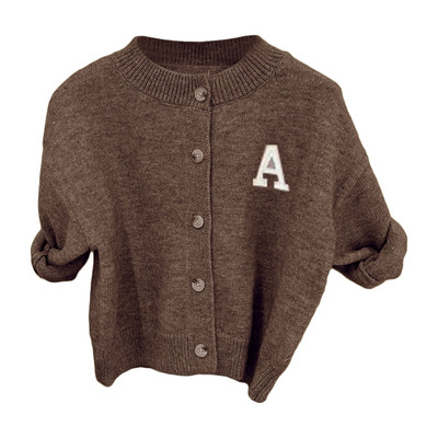 Pulover tricotat de toamnă pentru copii mici, băieți, cu model de litere drăguț, cardigane, îmbrăcăminte pentru copii, haine pentru copii, fete, tricotaje A2UB