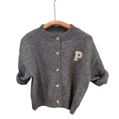 Pulover tricotat de toamnă pentru copii mici, băieți, cu model de litere drăguț, cardigane, îmbrăcăminte pentru copii, haine pentru copii, fete, tricotaje A2UB