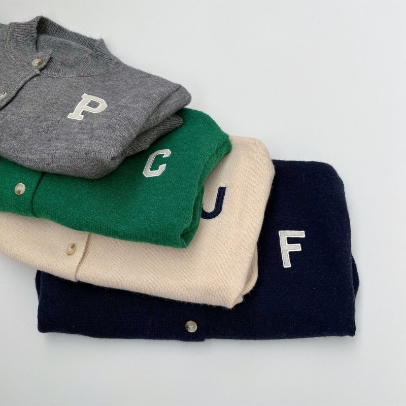 Pulover tricotat de toamnă pentru copii mici, băieți, cu model de litere drăguț, cardigane, îmbrăcăminte pentru copii, haine pentru copii, fete, tricotaje A2UB