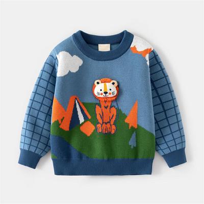 Väikelaste riided Laste riided Laste Pullover Kampsunid Vabaaja sügis soe talv armas multikas O kaelus beebipoisid tüdrukud kootud kampsun
