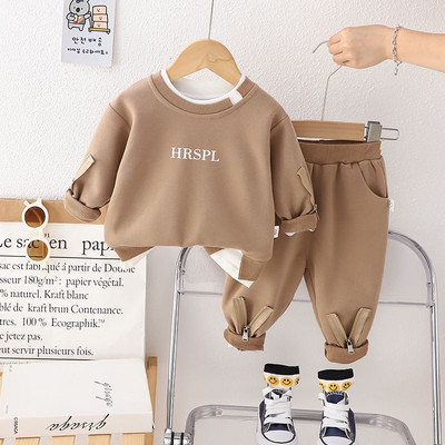 Παιδικό φθινοπωρινό κοστούμι 2023 Νέο μοντέρνο σετ ρούχων για αγόρια και μωρά Ανοιξιάτικο και φθινοπωρινό μακρυμάνικο πουλόβερ σετ δύο τεμαχίων