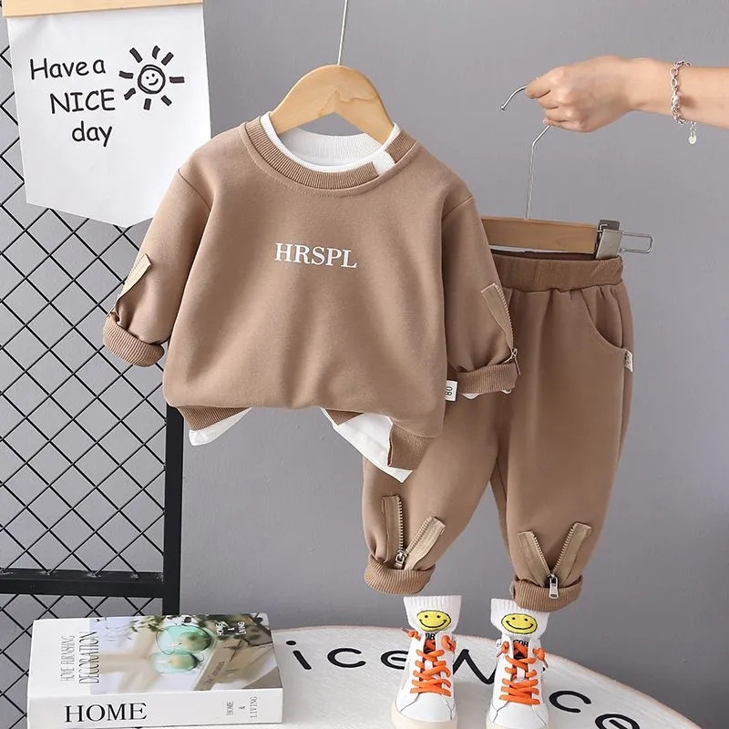 Παιδικό φθινοπωρινό κοστούμι 2023 Νέο μοντέρνο σετ ρούχων για αγόρια και μωρά Ανοιξιάτικο και φθινοπωρινό μακρυμάνικο πουλόβερ σετ δύο τεμαχίων