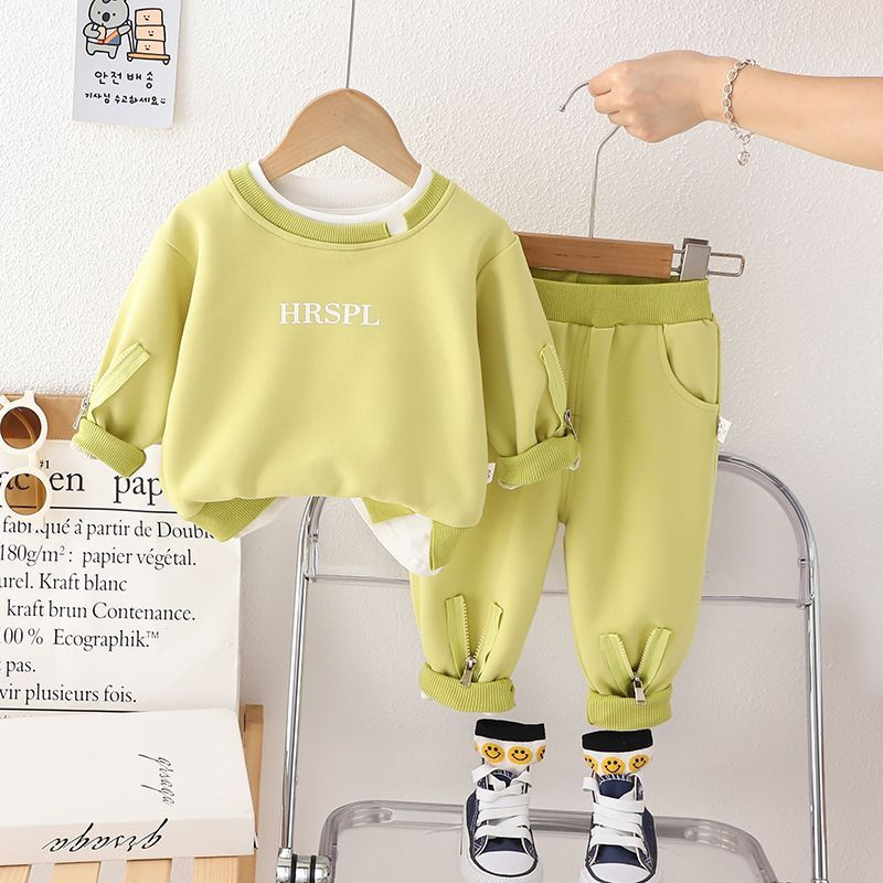 Παιδικό φθινοπωρινό κοστούμι 2023 Νέο μοντέρνο σετ ρούχων για αγόρια και μωρά Ανοιξιάτικο και φθινοπωρινό μακρυμάνικο πουλόβερ σετ δύο τεμαχίων