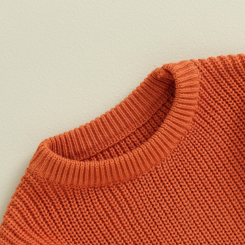 Есен Зима Ежедневни Детски плетени пуловери Дрехи за момичета Момчета Едноцветни плетени на една кука трикотажни пуловери с дълъг ръкав Горнища за малко дете