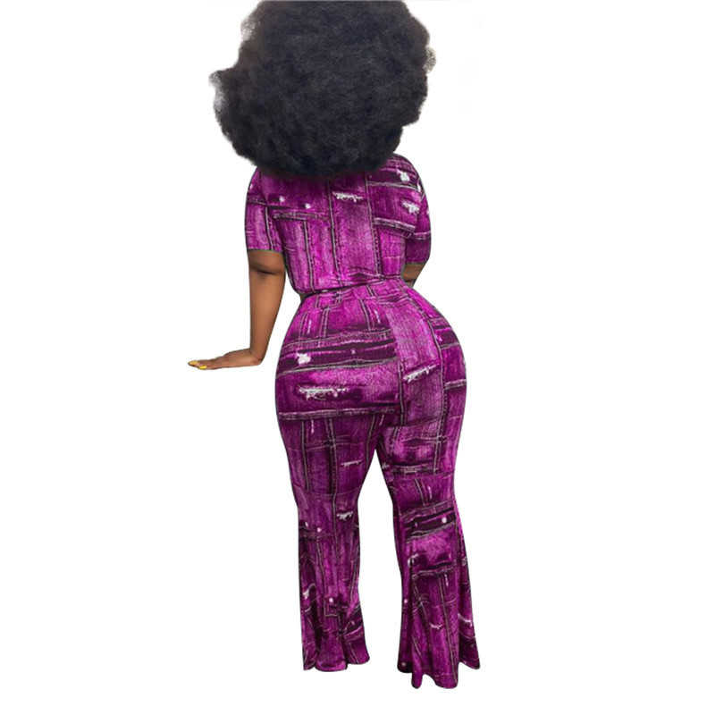 Ρούχα σε μεγάλο μέγεθος Σετ δύο τεμαχίων Γυναικεία Παντελόνια Χονδρικής Σετ Crop Top Flared κολάν Super Stretch New Matchi 3xl 4xl 5xl 6xl