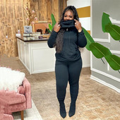 Γυναικεία σετ δύο Peice Χειμερινά ρούχα Μακρυμάνικα κουκούλες και παντελόνι αθλητική φόρμα Αθλητικά σετ συν μεγεθών Dropshipping Χονδρική