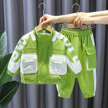 Παιδικό κοστούμι μόδας 1-10 ετών ασορτί χρώματος 2024 νέο παιδικό αντιανεμικό κορδόνι περίσφιξης δύο τεμαχίων χαλαρά casual αθλητικά ρούχα