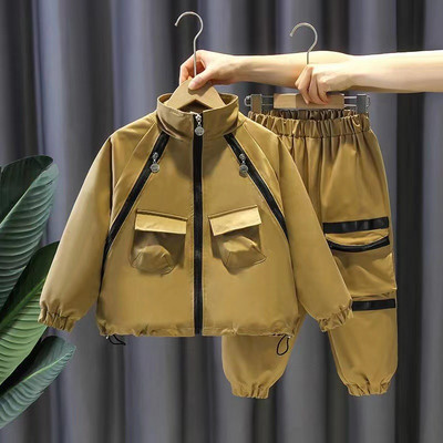 Παιδικό κοστούμι μόδας 1-10 ετών ασορτί χρώματος 2024 νέο παιδικό αντιανεμικό κορδόνι περίσφιξης δύο τεμαχίων χαλαρά casual αθλητικά ρούχα