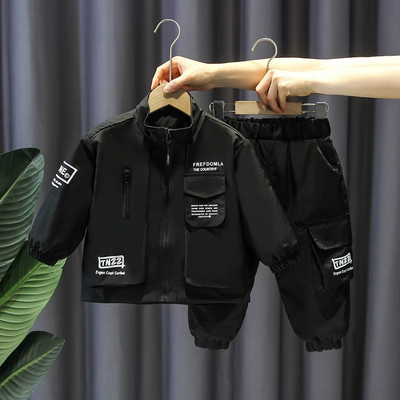 Παιδικό κοστούμι μόδας 1-10 ετών ασορτί χρώματος 2024 νέο παιδικό αντιανεμικό κορδόνι περίσφιξης δύο τεμαχίων χαλαρά casual αθλητικά ρούχα