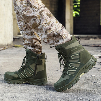 Νέες ανδρικές μπότες Military Tactical Special Force Δερμάτινες μπότες μοτοσικλέτας Desert Combat Μποτάκια αστραγάλου εξωτερικού χώρου Αντιολισθητικές μπότες πεζοπορίας
