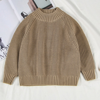 2-7 години детски пуловер с дълъг ръкав едноцветен ежедневен свободен пуловер пуловер корейски стил есен пролет бебе момичета момче пуловер
