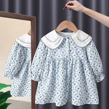 Κορεάτικα παιδικά ρούχα 2023 Spring Pastoral Σετ ασορτί πουλόβερ δύο τεμαχίων Βαμβακερά φλοράλ παιδικά φορέματα για κορίτσια 1 έως 6 ετών