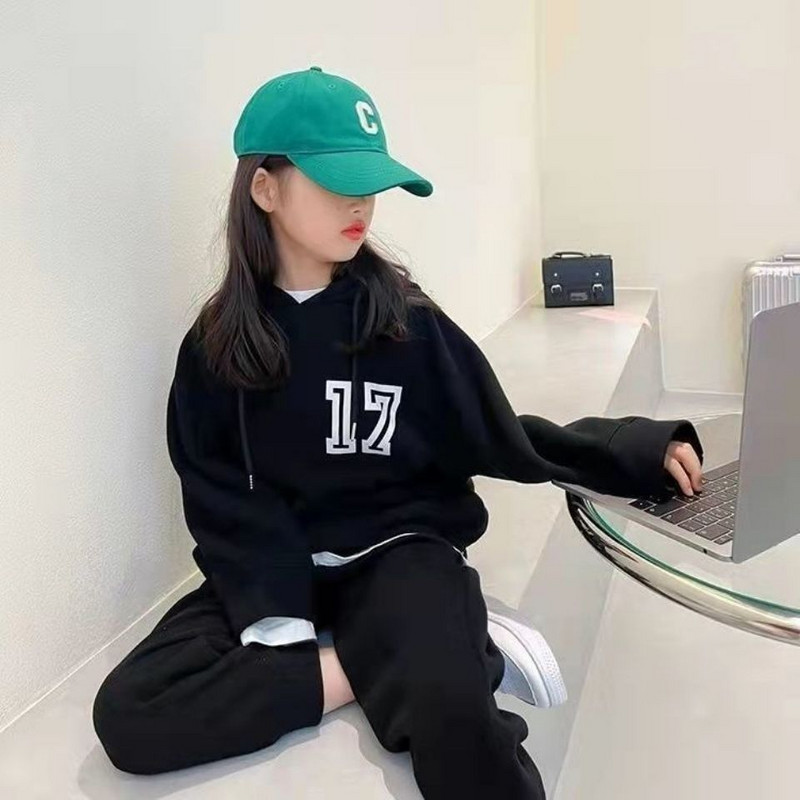 Tavaszi őszi uniszex alkalmi fiúk és páncél kapucnis felső + nadrág 2 db Streetwear tréningruha 4-14 éves kisgyermektől tizenéves gyerekig