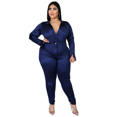 L-5XL Winter Bodysuits Plus Size Σετ Γυναικεία Ρούχα Μονόχρωμα Μακρύ μανίκι V λαιμόκοψη δύο τεμάχια Παντελόνι Κοστούμια Χονδρική Dropshipping