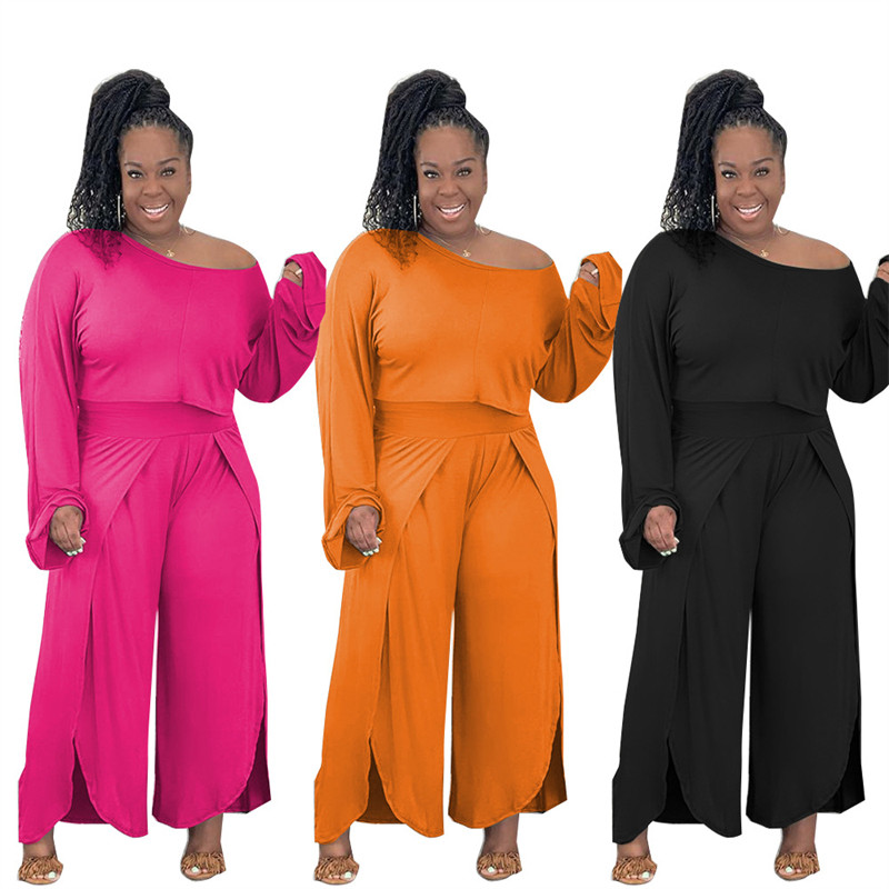 Îmbrăcăminte de mărime mare Haine de toamnă pentru damă Costum din două piese Set de pantaloni și top cu mânecă lungă pentru femei, cu ridicata, Dropshipping
