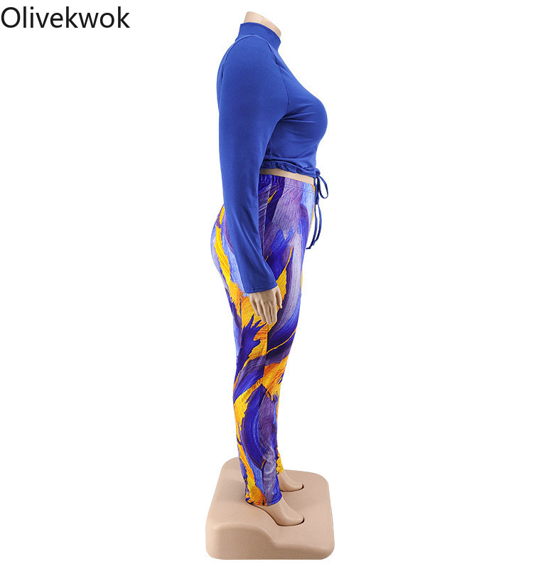 „Olivekwok“ didelio dydžio moteriškų kaklaraiščių dažų rinkinys, laisvalaikio dviejų dalių rinkiniai ilgomis rankovėmis užsegami marškinėliai ir pieštukinės kelnės, tinkantys gatvės drabužiams