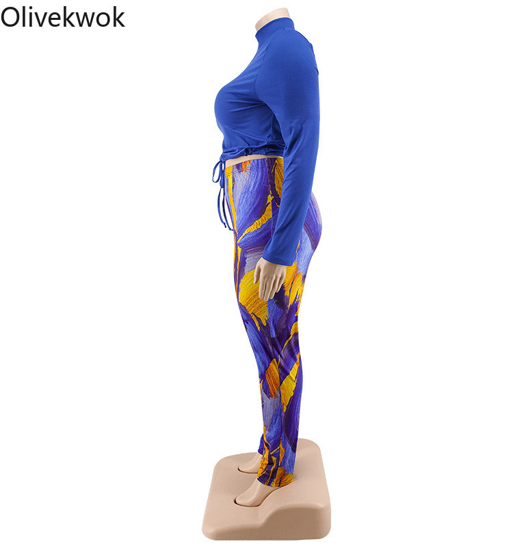 „Olivekwok“ didelio dydžio moteriškų kaklaraiščių dažų rinkinys, laisvalaikio dviejų dalių rinkiniai ilgomis rankovėmis užsegami marškinėliai ir pieštukinės kelnės, tinkantys gatvės drabužiams