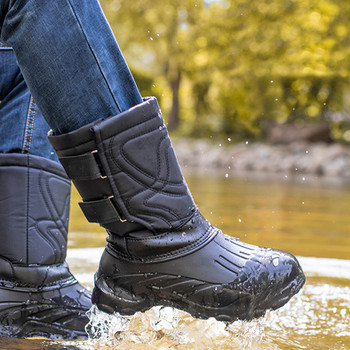 Ανδρικές μπότες αδιάβροχες ανδρικές μπότες για χιόνι Υπαίθριες δραστηριότητες Μπότες για ψάρεμα Αντιολισθητικά ζεστά βελούδινα παπούτσια Χειμερινές μπότες με ολίσθηση