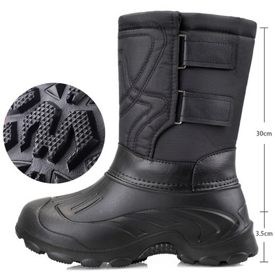 Cizme pentru bărbați Cizme de zăpadă impermeabile pentru bărbați Activități în aer liber Pescuit Cizme de zăpadă Anti-alunecare Pantofi caldi de pluș Cizme de iarnă cu fundul antiderapant