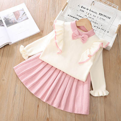 Mergaitės megztinis Vienspalvis Gėlėtas Dviejų dalių kostiumas Kūdikiui Mergaitei Žieminiai Drabužiai Mažyliui Rudens drabužiai 2022 m. kūdikio megztinis megztinis kūdikiui