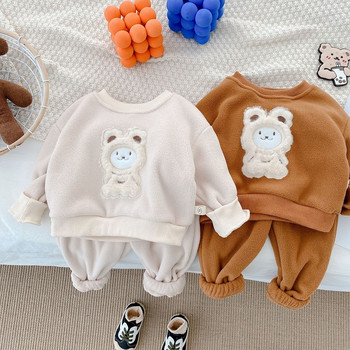 0-5 години двустранно кадифено бебе анимационно мече костюм детски пуловер панталони от две части есенно и зимно спортно облекло